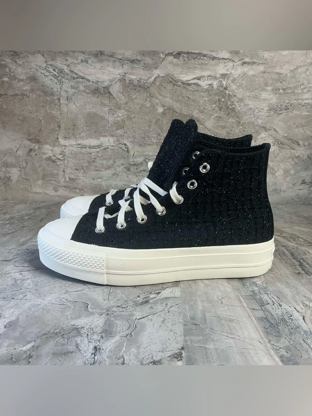 NEW Womens Converse Chuck Taylor All Star Lift Platform Tweed Shimmer Black
